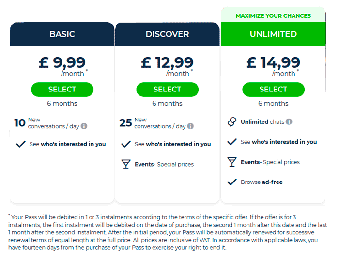 Match Subscription Prices